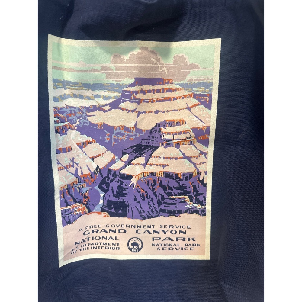 Grand Canyon National Park Tote Bag Canvas Navy Blue Graphic Print VTG cotton - Picture 2 of 6